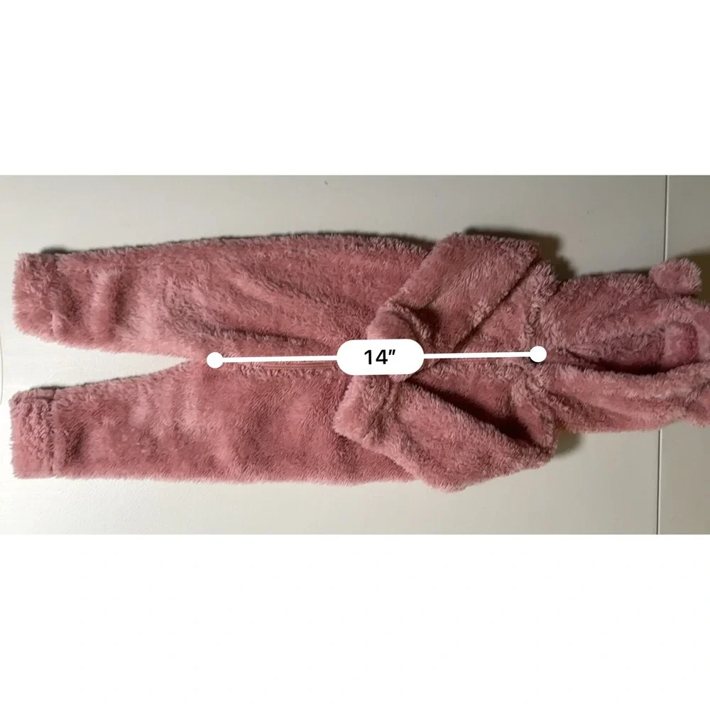 Old Navy Baby Girl Plush Faux Fur Hooded Jumpsuit Pink 6-12 Month Beautiful! EUC